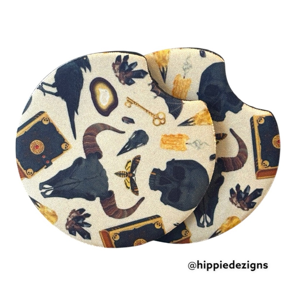 Skull Print Car Coaster Set